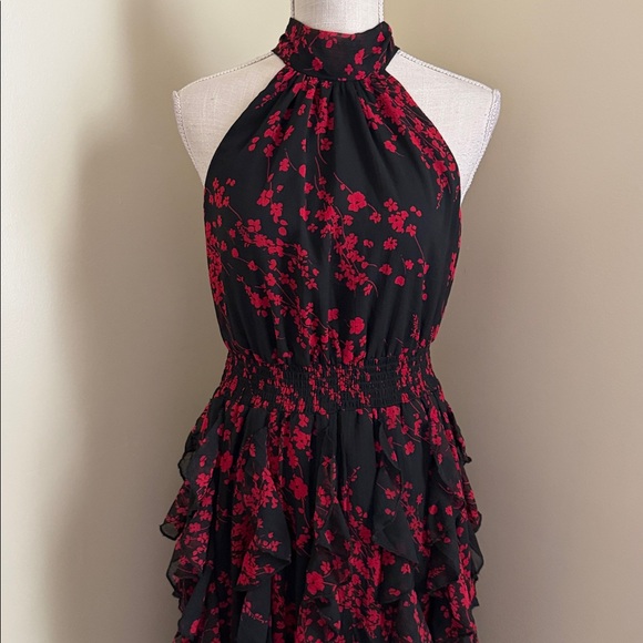MSK Black and Red Floral Ruffle Maxi Dress - Picture 7 of 16